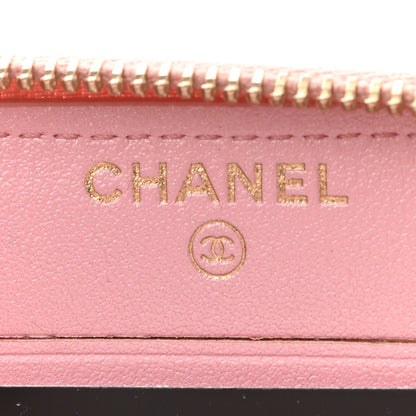 Chanel Iridescent Caviar Quilted Medium Zip Around Wallet Pink 6 of 9