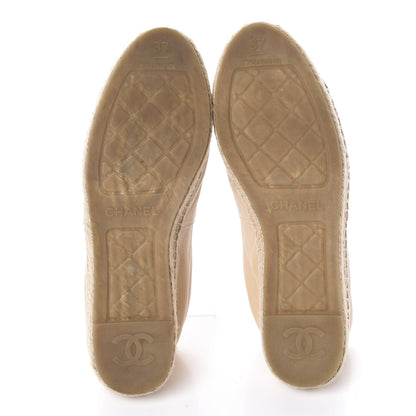 Chanel Lambskin CC Espadrilles 37 Beige Black 6 of 12