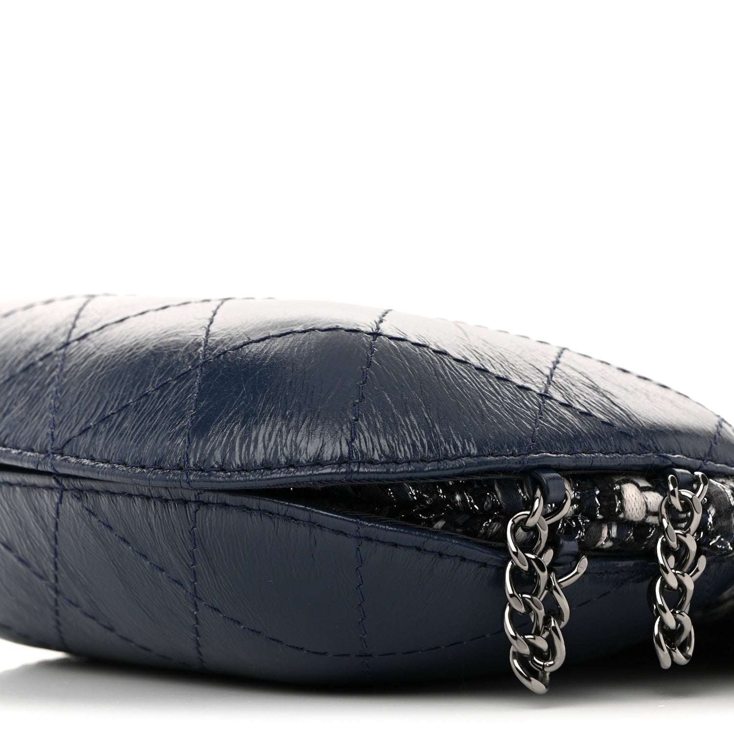 Chanel Tweed Calfskin Quilted Small Gabrielle Bucket Blue