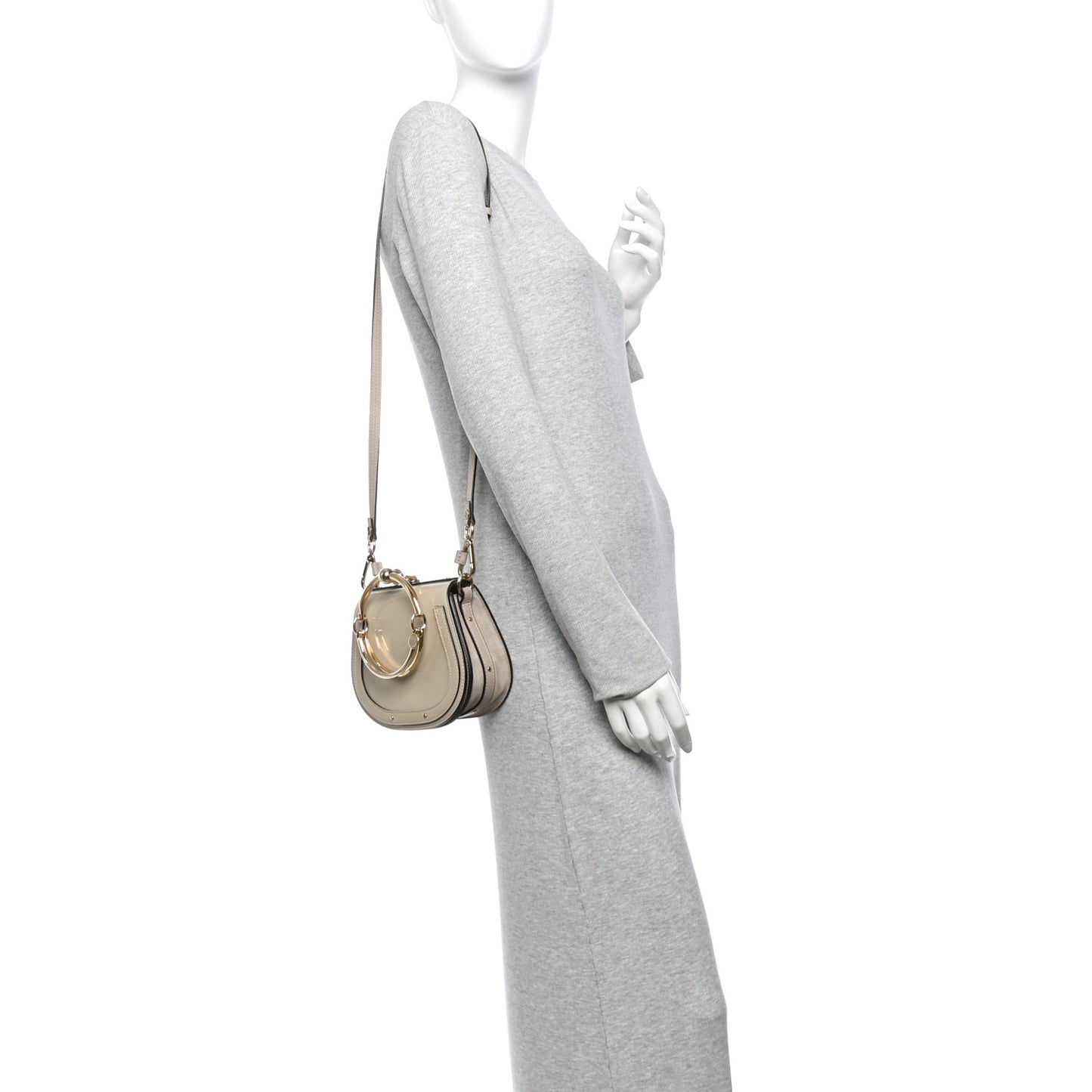 Patent Suede Small Nile Bracelet Bag Off White