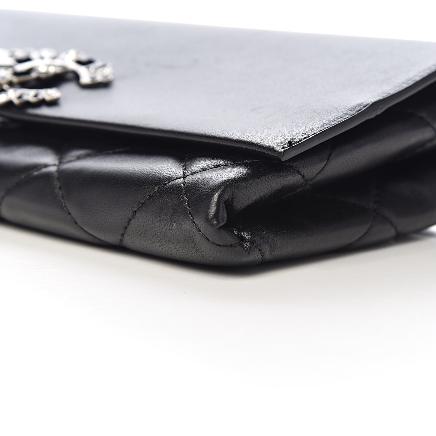 Lambskin Crystal Evening Clutch Black