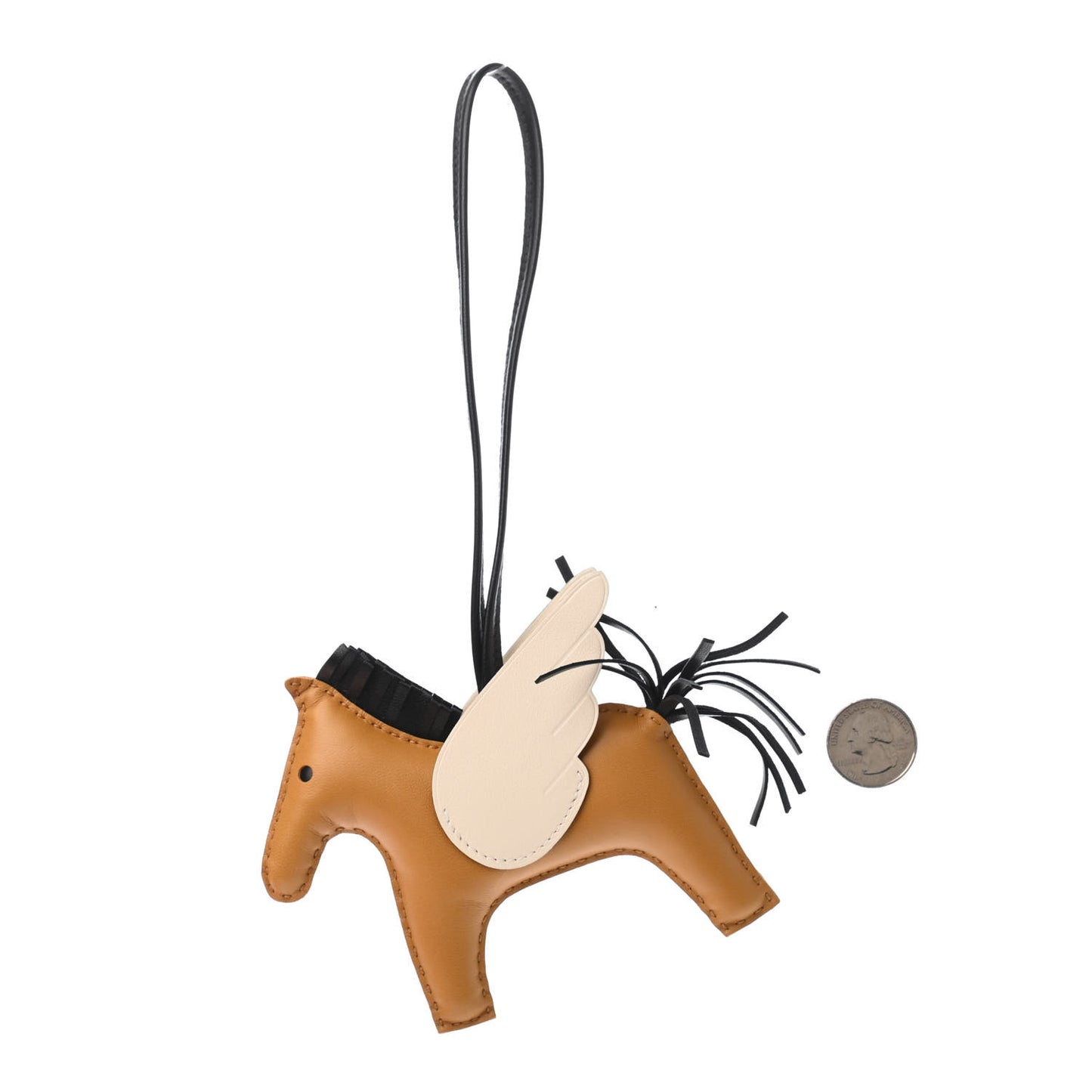 Milo Lambskin Grigri Rodeo Pegase Horse Bag Charm MM Sesame Black Nata