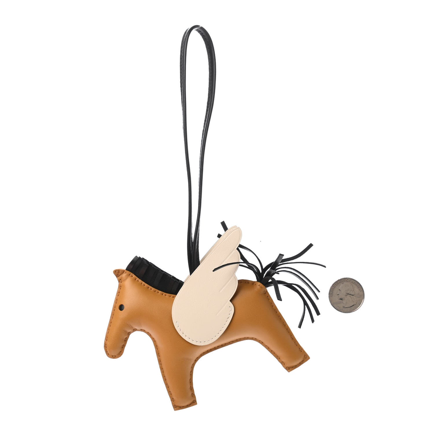 Hermes Milo Lambskin Grigri Rodeo Pegase Horse Bag Charm MM Sesame Black Nata 2 of 4