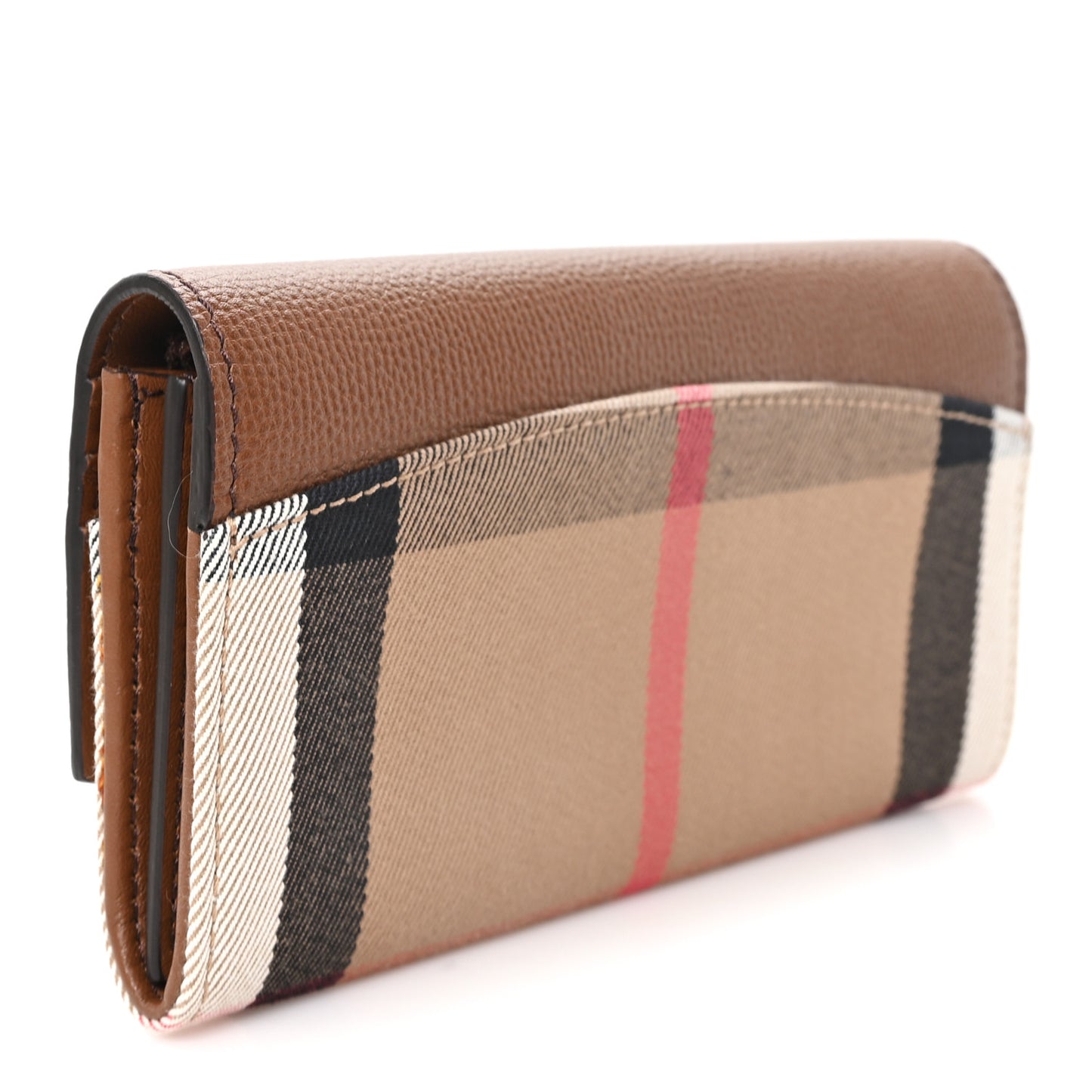 Horseshoe Calfskin House Check Porter Continental Wallet Tan