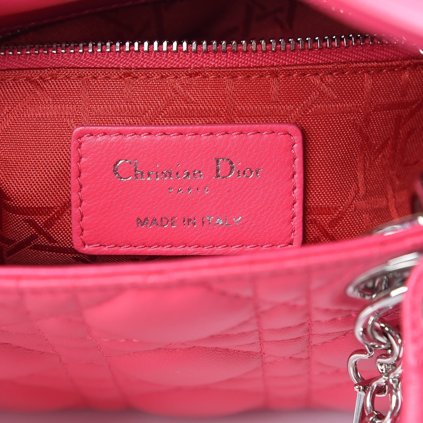 Lambskin Cannage Mini Lady Dior Fuchsia