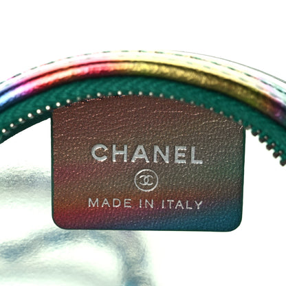 Chanel PVC Calfskin Lambskin Quilted Round Filigree Clutch With Chain Green 6 of 10