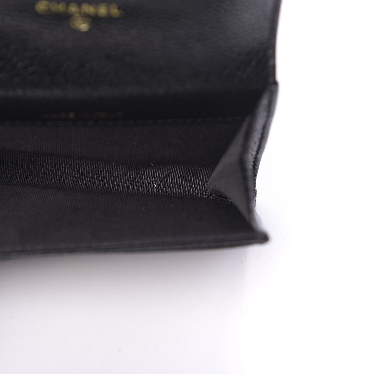 Caviar Camellia Embossed Card Holder Wallet Black