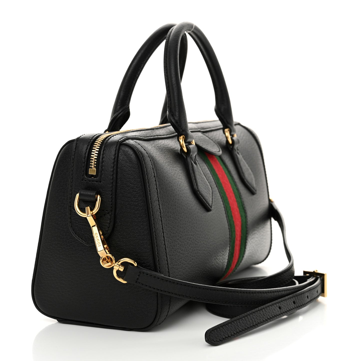 Textured Dollar Calfskin Web Medium Ophidia Boston Black