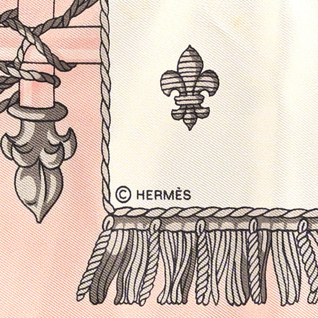 Hermes Silk Vue Du Carosse De La Galere La Reale Scarf 90 Rose White Gris 4 of 6