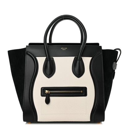 Celine Bullhide Calfskin Mini Bi-Color Luggage Black White 2 of 15