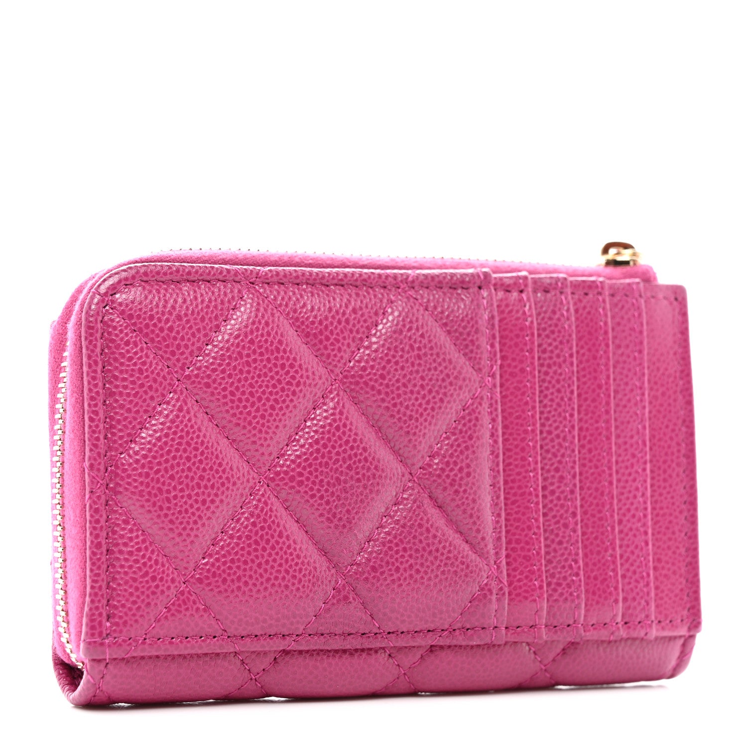 Chanel Caviar Quilted CC Zip Around Card Holder Pink 3 of 8