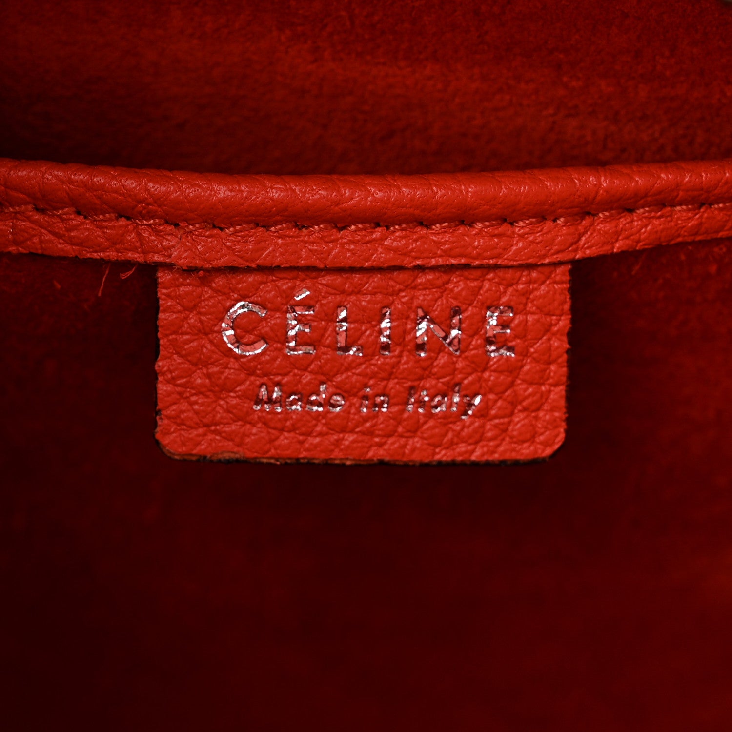 Celine Drummed Calfskin Nano Luggage Vermillion 6 of 9