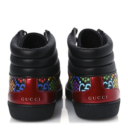 Gucci GG Supreme Monogram Psychedelic Mens High Top Sneakers 9 Black Multicolor 6 of 11