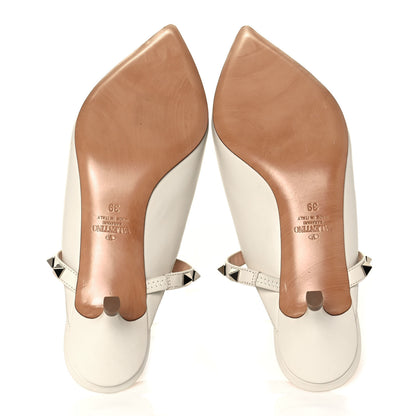 Valentino Garavani Nappa Rockstud Hype Low Heel Mules 39 Ivory 5 of 9