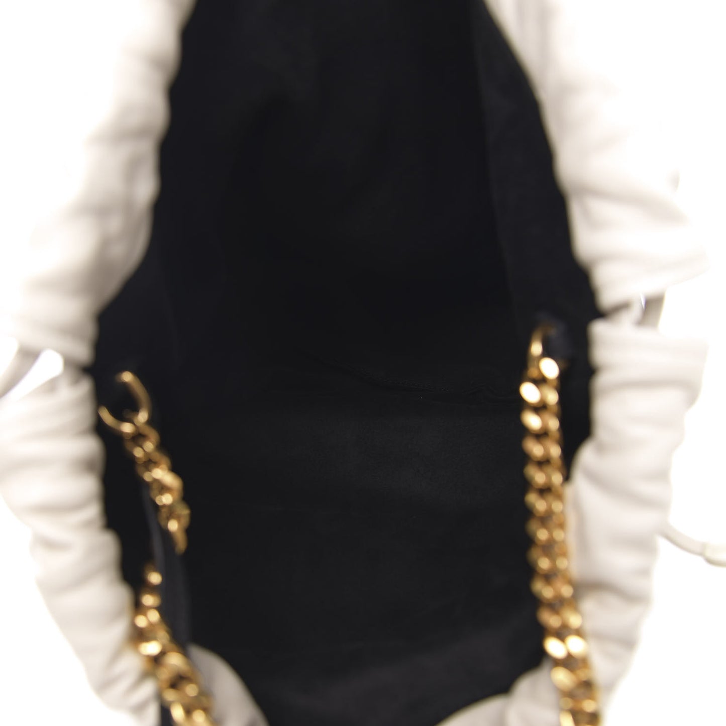 Lambskin Star Printed Teddy Drawstring Bag White