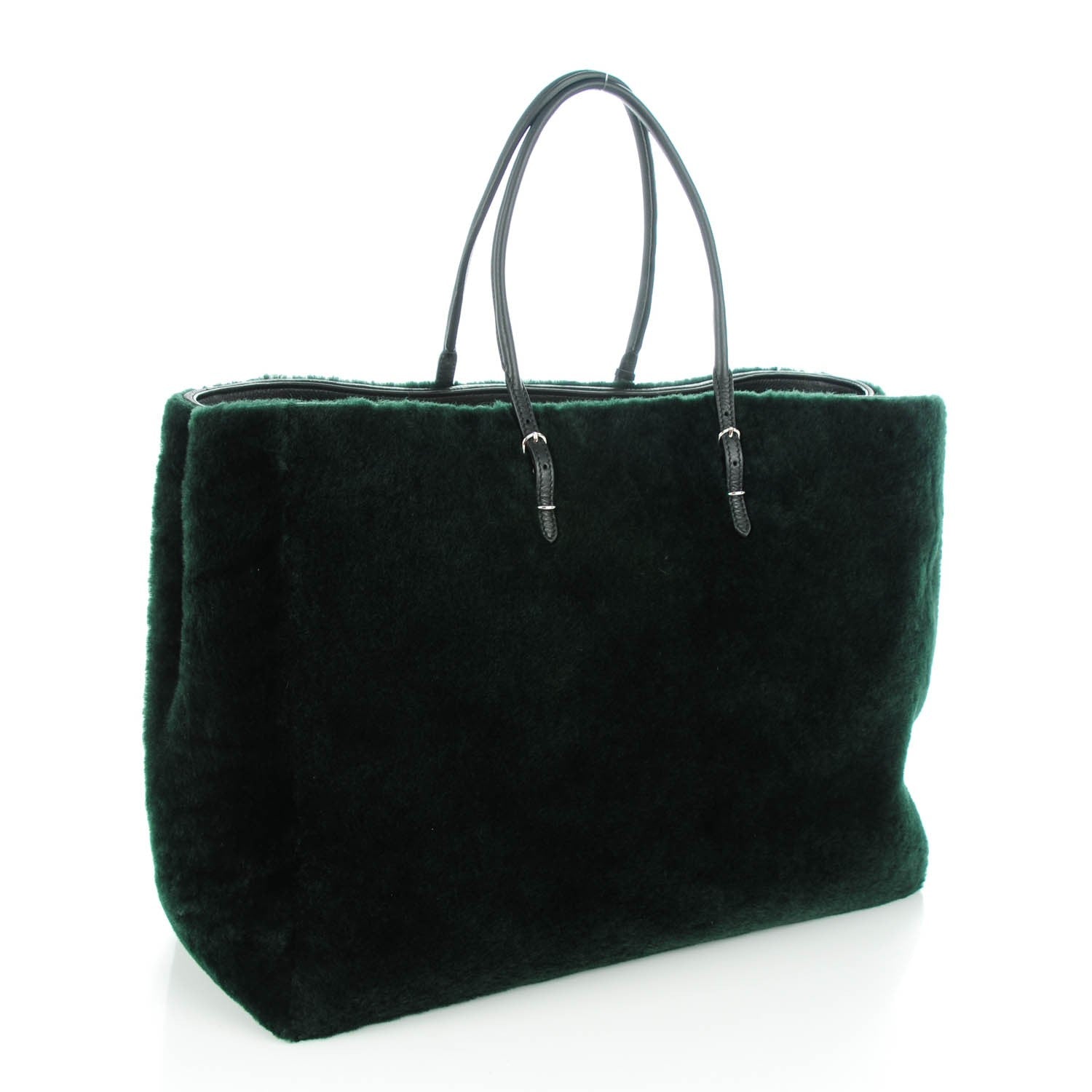 Balenciaga Shearling Silver Metallic Edge Hardware Papier A4 Tote Vert Sapin 3 of 7