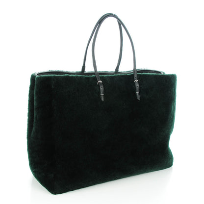 Balenciaga Shearling Silver Metallic Edge Hardware Papier A4 Tote Vert Sapin 3 of 7