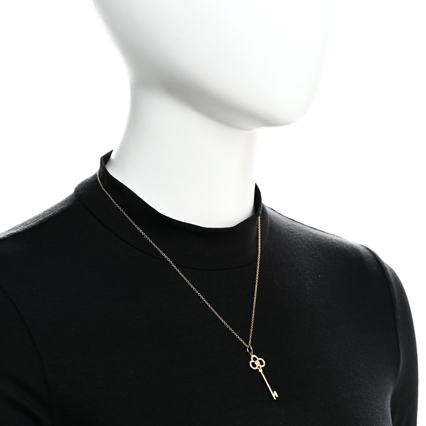 18K Yellow Gold Diamond Crown Key Pendant Necklace