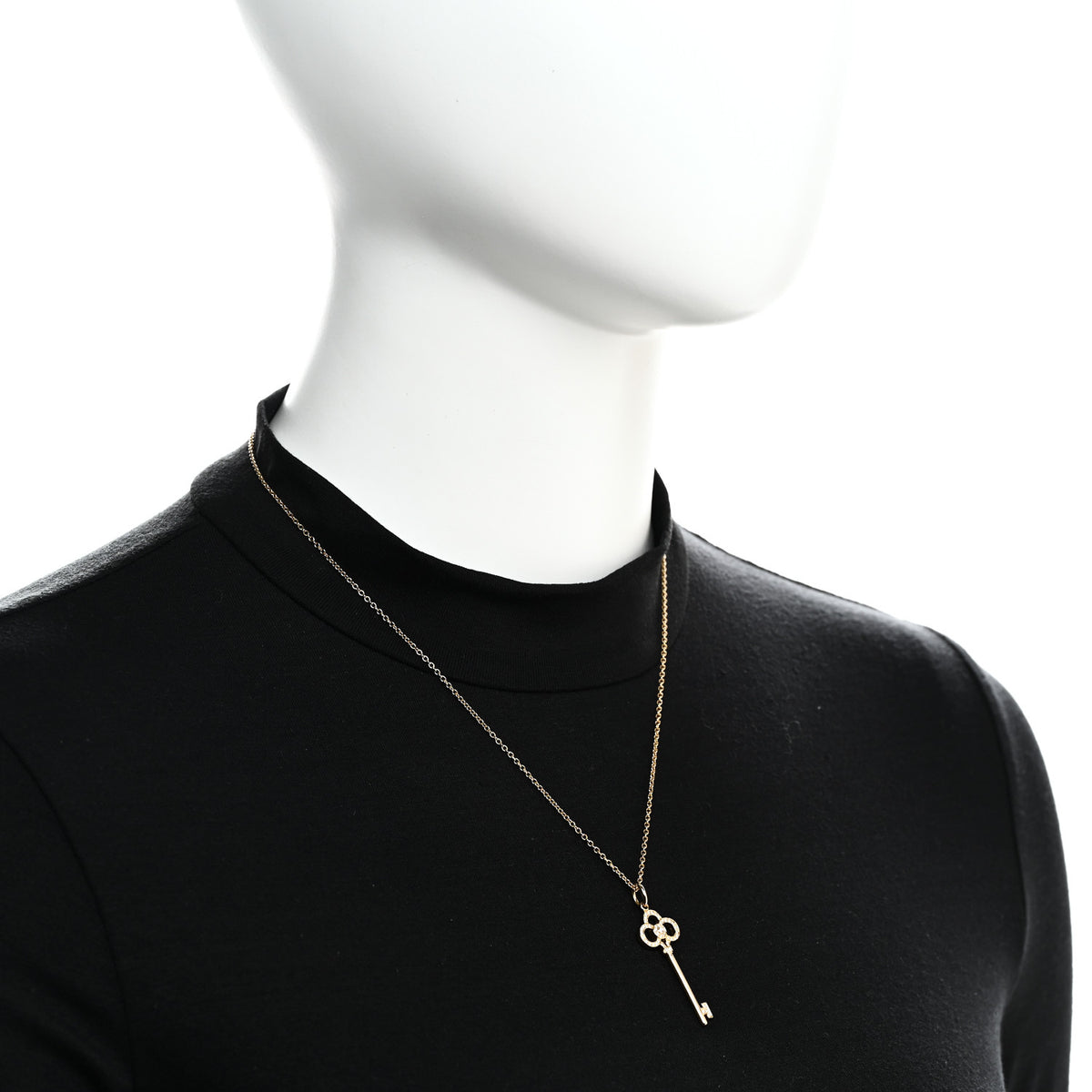 Tiffany 18K Yellow Gold Diamond Crown Key Pendant Necklace 2 of 6