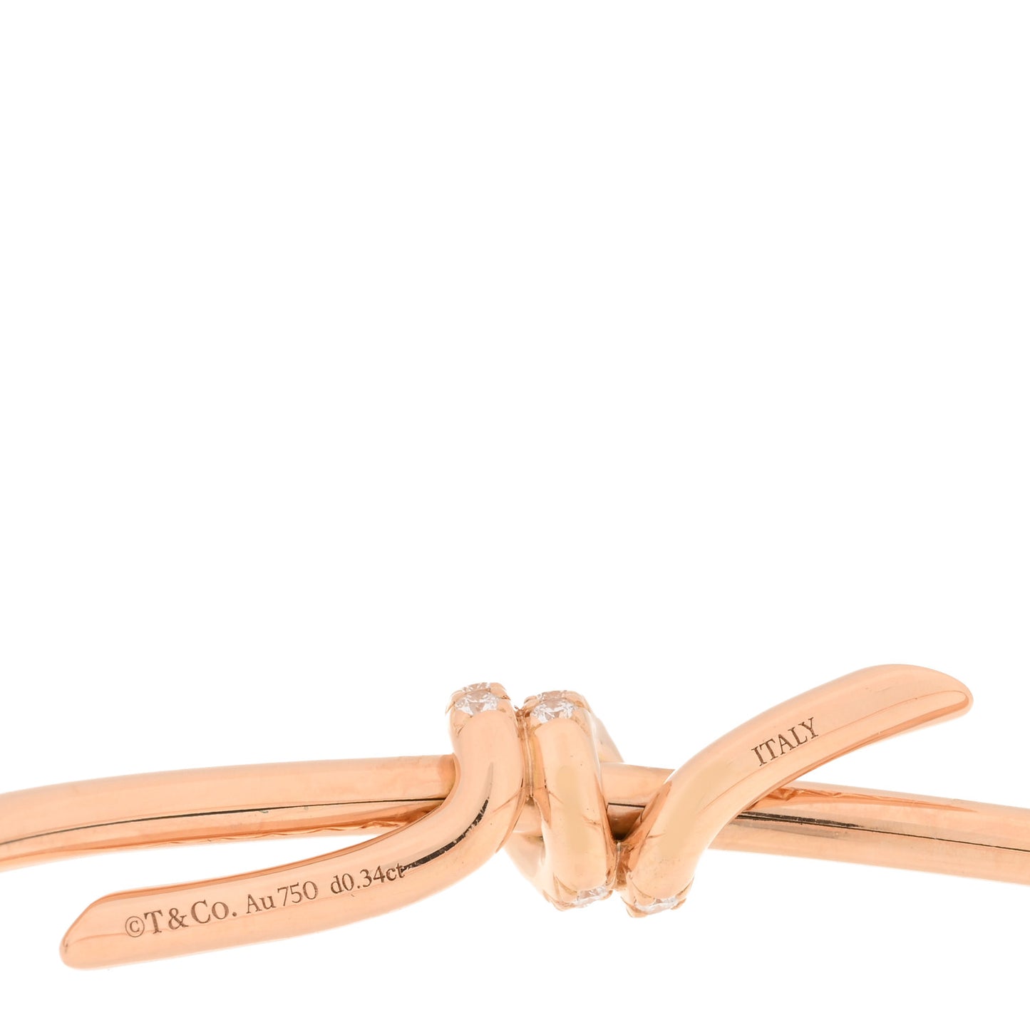 18K Rose Gold Diamond Knot Bangle Bracelet