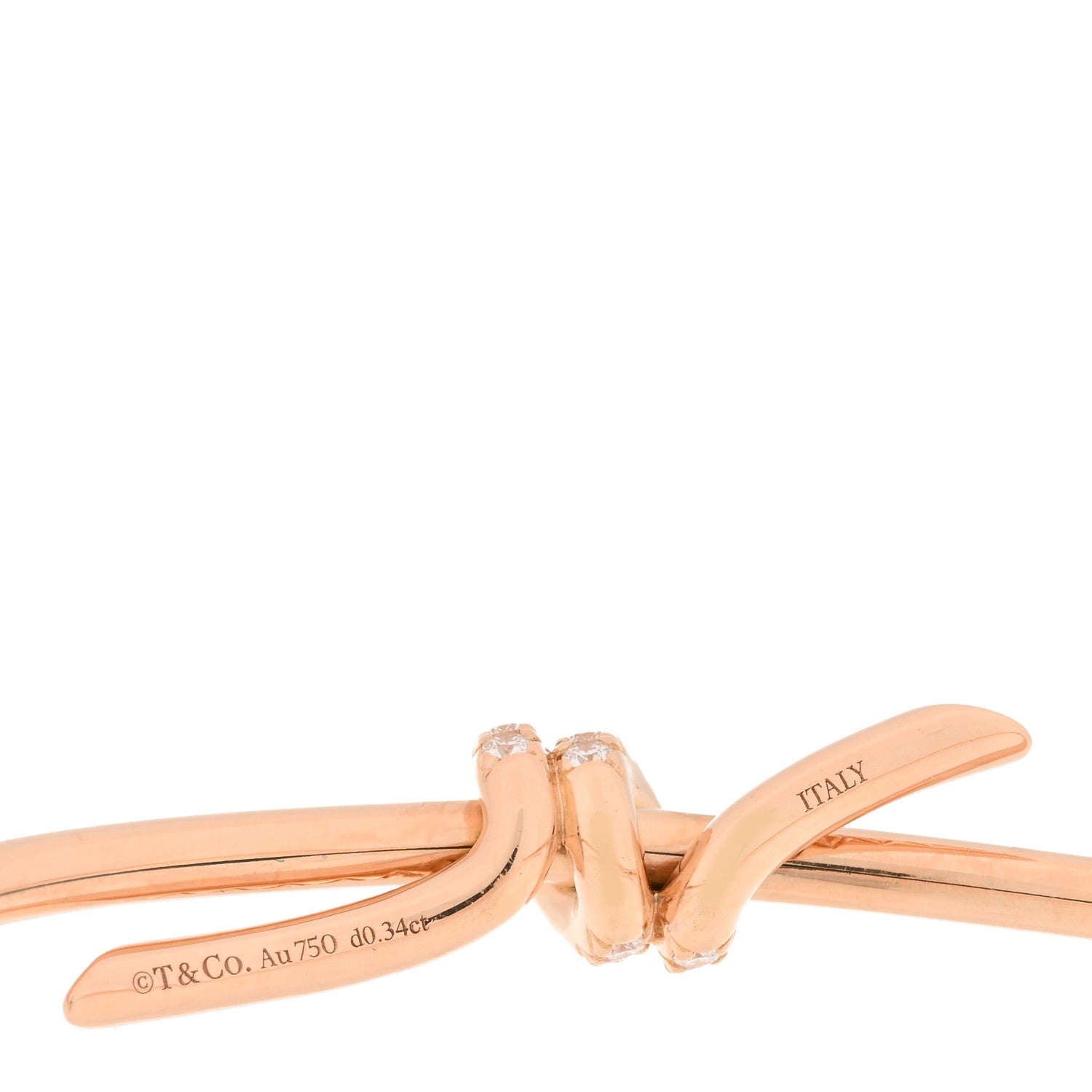 Tiffany 18K Rose Gold Diamond Knot Bangle Bracelet 3 of 3