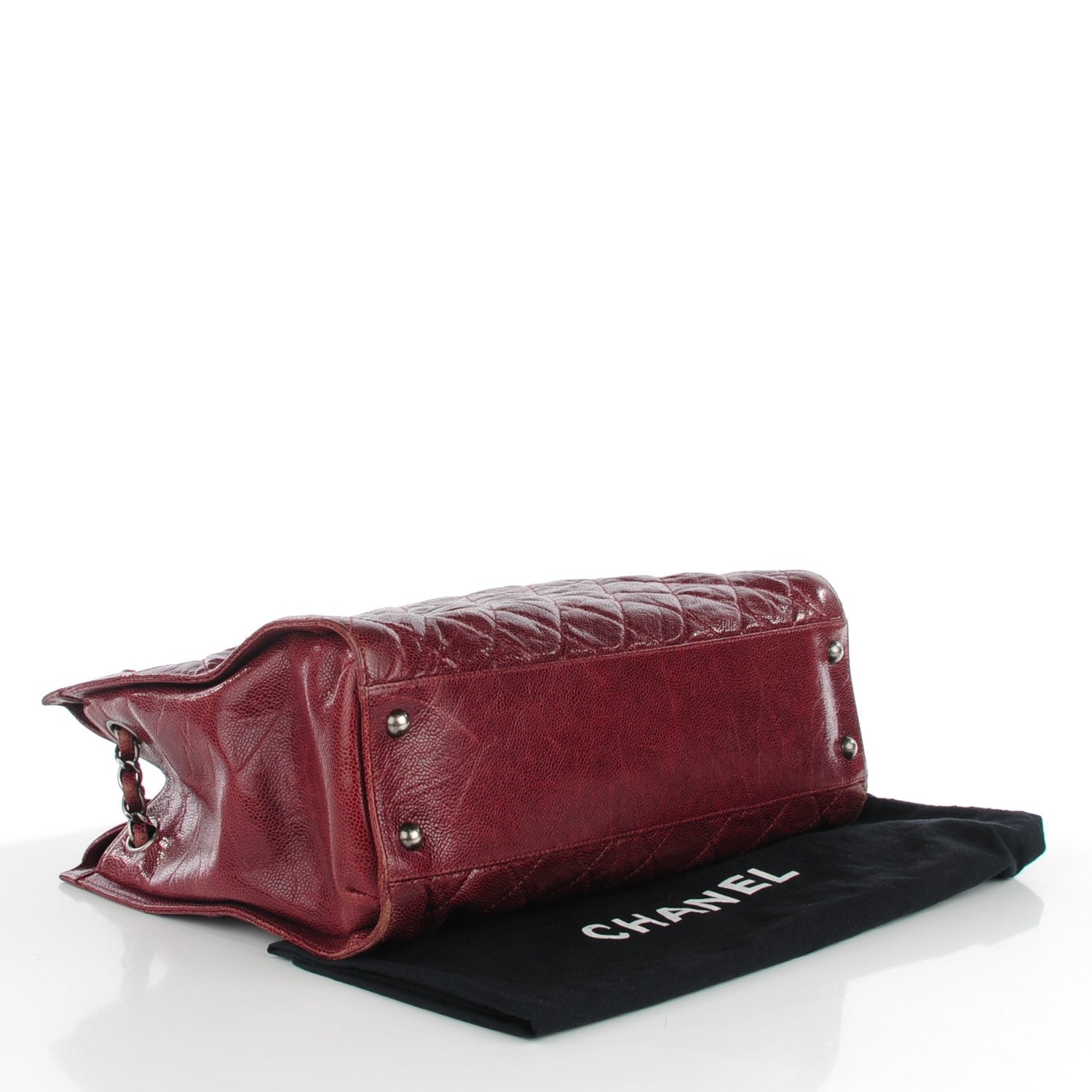 Chanel Crumpled Grained Calfskin CC Crave Tote Burgundy 4 of 8