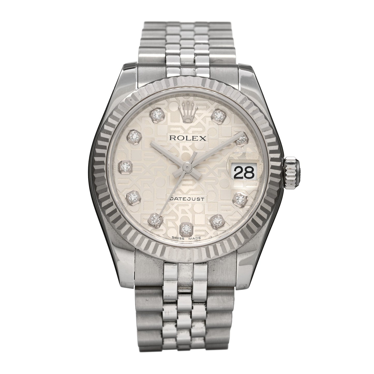 Stainless Steel 18K White Gold Diamond 31mm Oyster Perpetual Datejust Watch Silver Jubilee 178274