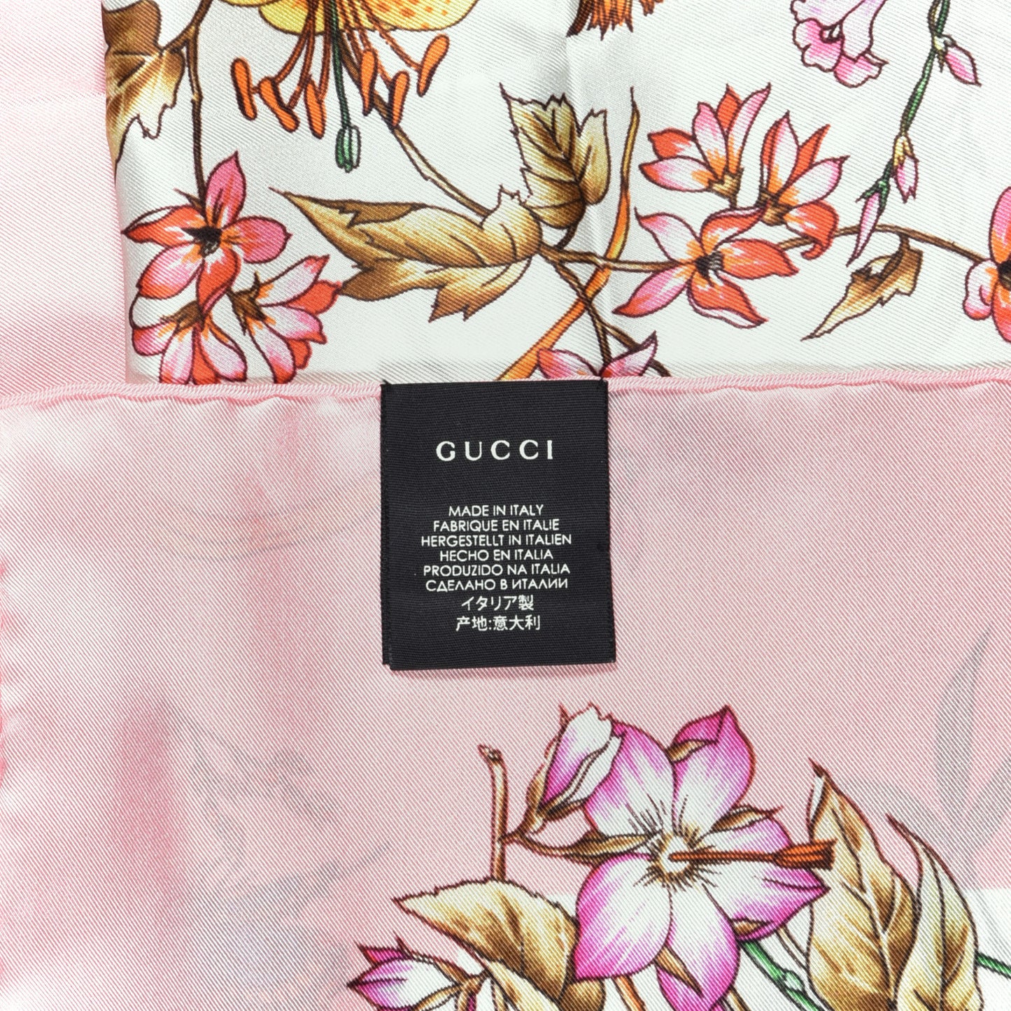 Silk Twill Eighties Bouquet Square Scarf Pink Ivory