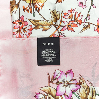 Gucci Silk Twill Eighties Bouquet Square Scarf Pink Ivory 4 of 4