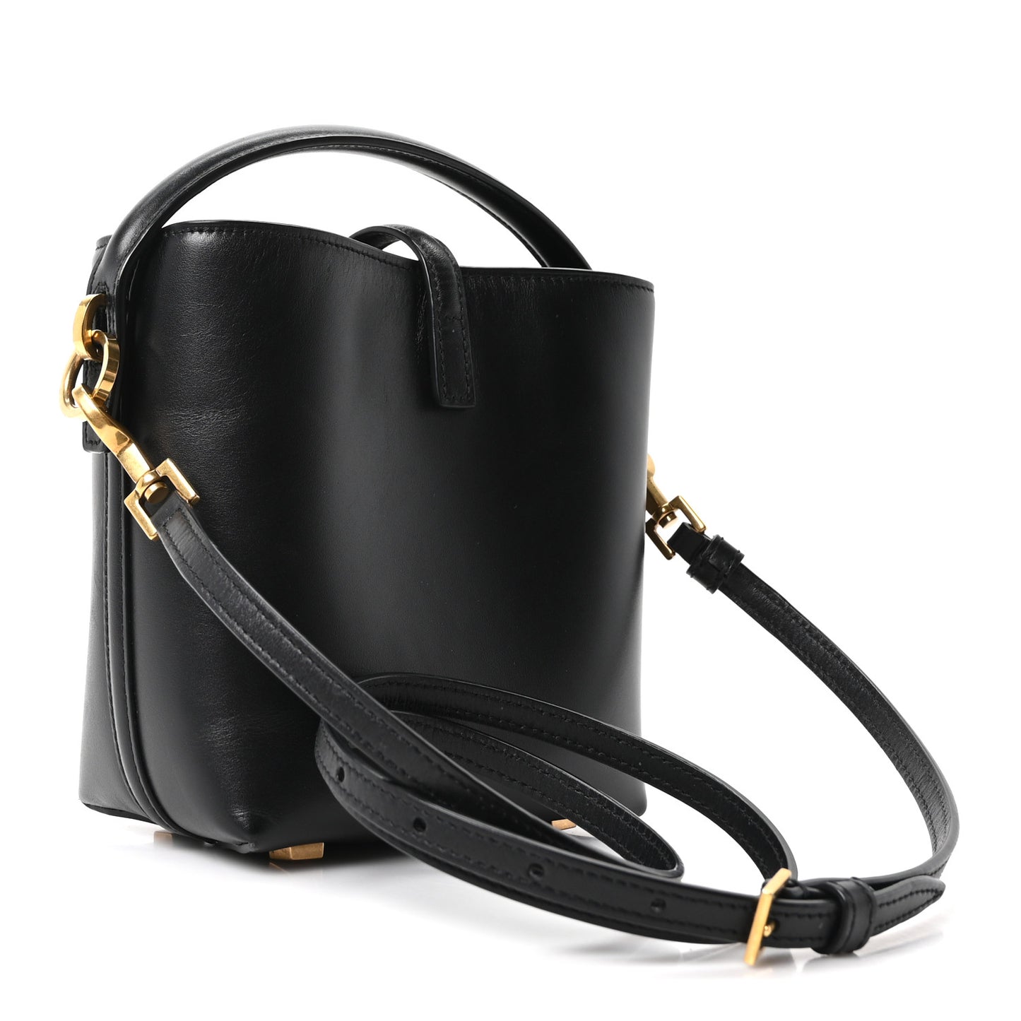 Shiny Calfskin Le 37 Mini Bucket Bag Black