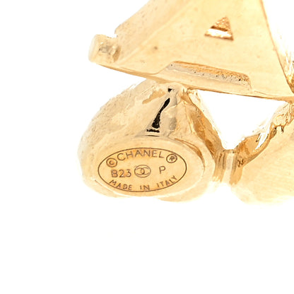 Chanel Crystal Heart Cha-Nel Logo Earrings Gold 4 of 4
