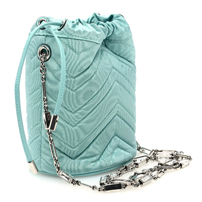 Gucci Moire Fabric Calfskin Crystal Matelasse Mini GG Marmont 2.0 Bucket Bag Dark Ocean Wave Crystal 3 of 9