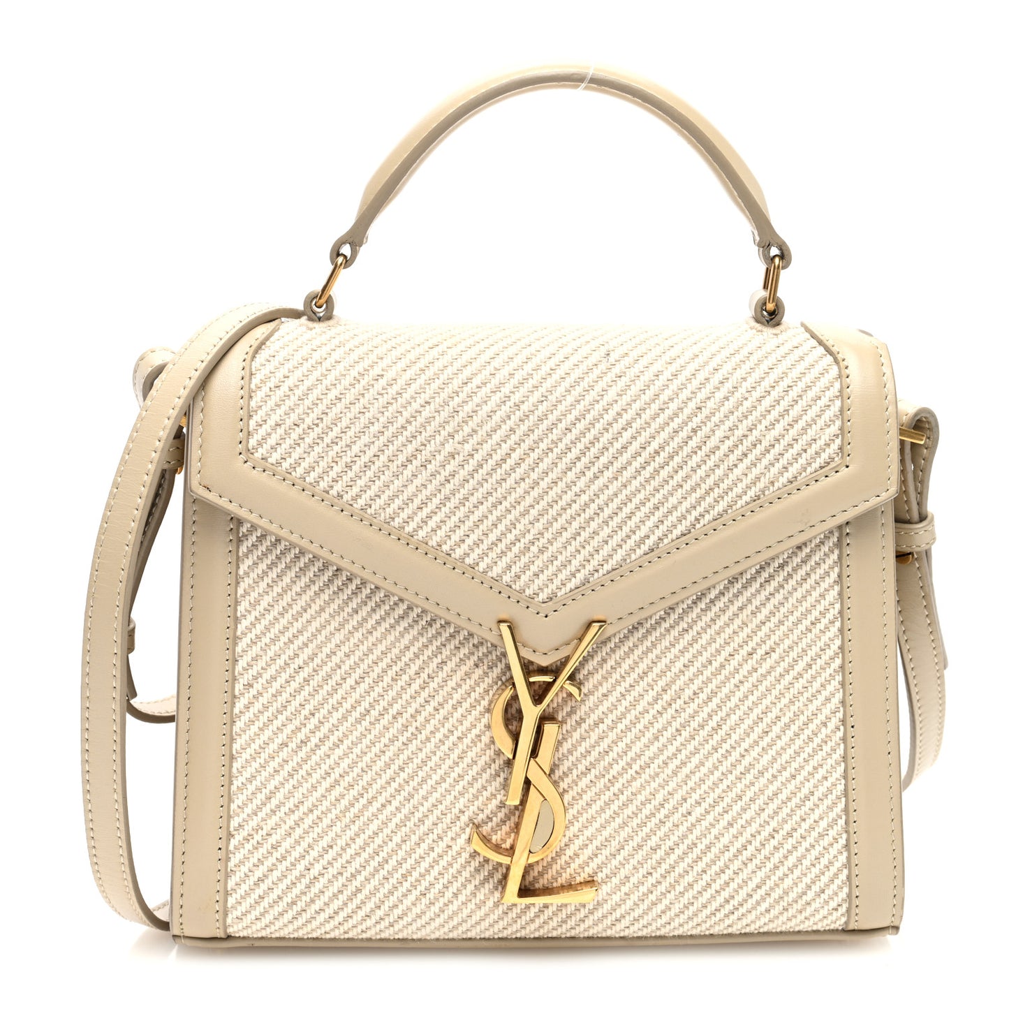 Canvas Calfskin Mini Classic Monogram Cassandra Top Handle Beige Cream