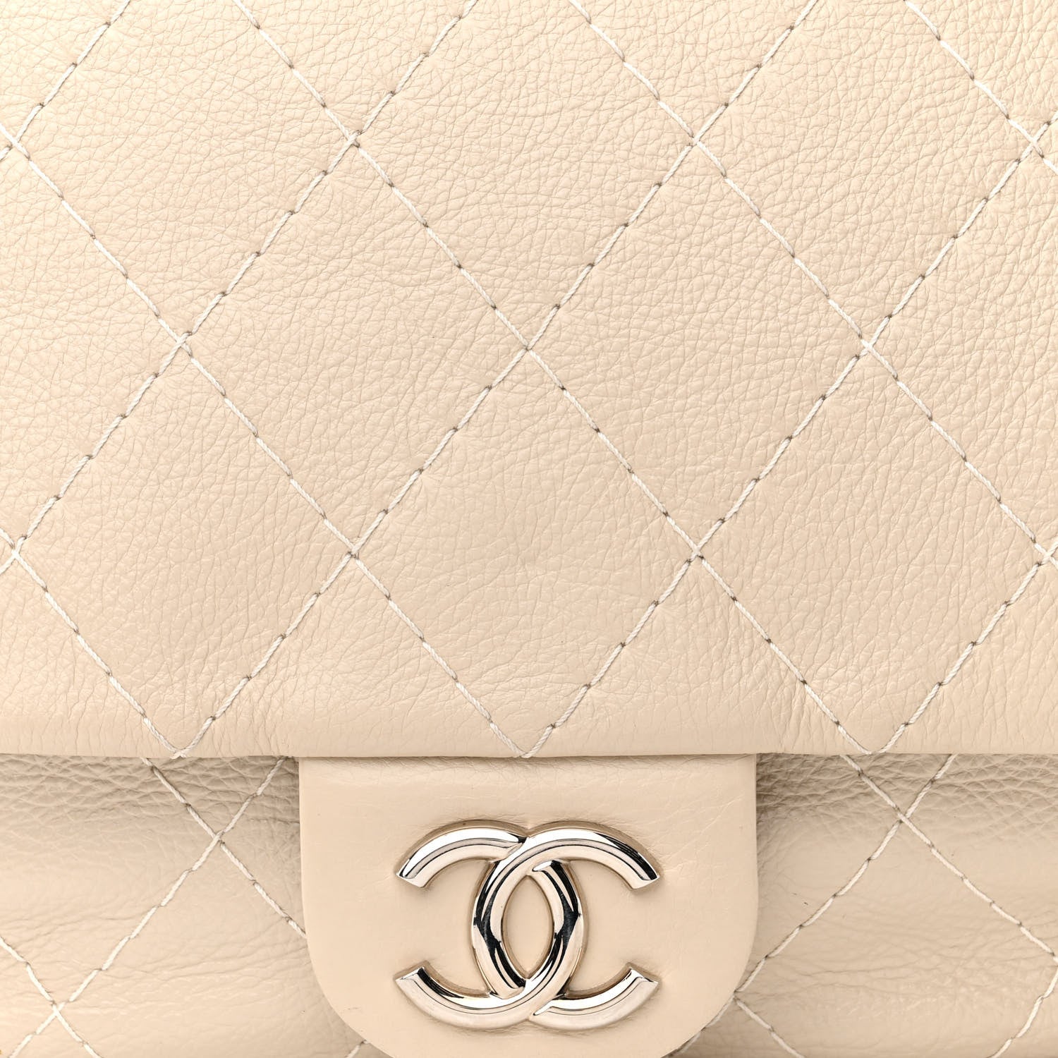 Chanel Glazed Calfskin XL On The Road Flap Ivory 8 of 15