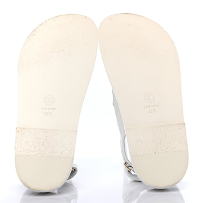 Chanel Grained Calfskin Velcro Dad Sandals 38 White 5 of 9