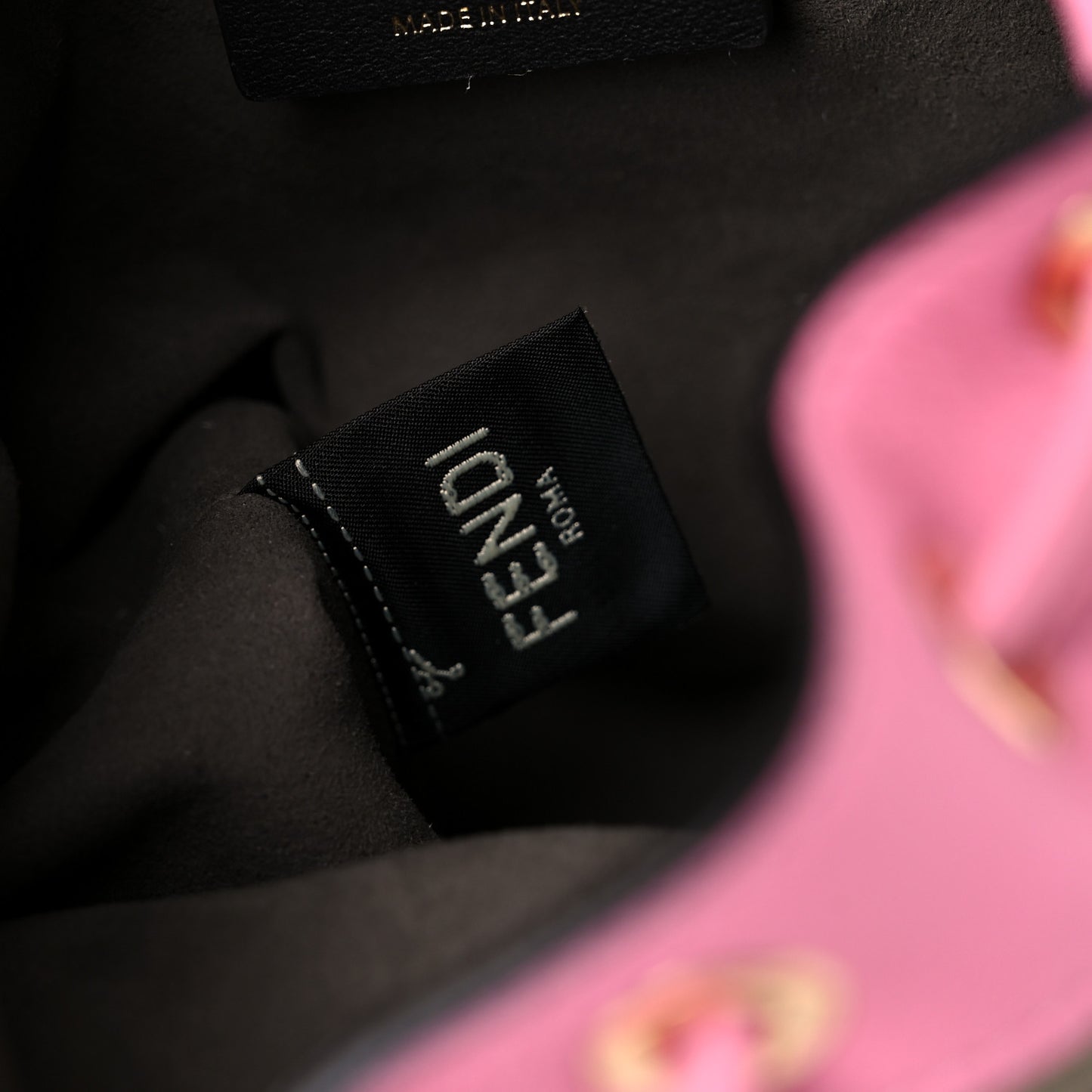 Raffia Vitello Seta F is Fendi Pequin Gingham Woven Mini Mon Tresor Bucket Bag Military Rosa Lollypop