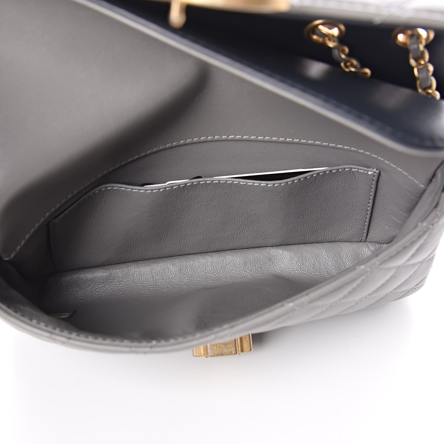 Chanel Lambskin Quilted Small Enamel CC Flap Grey Dark Navy 5 of 12