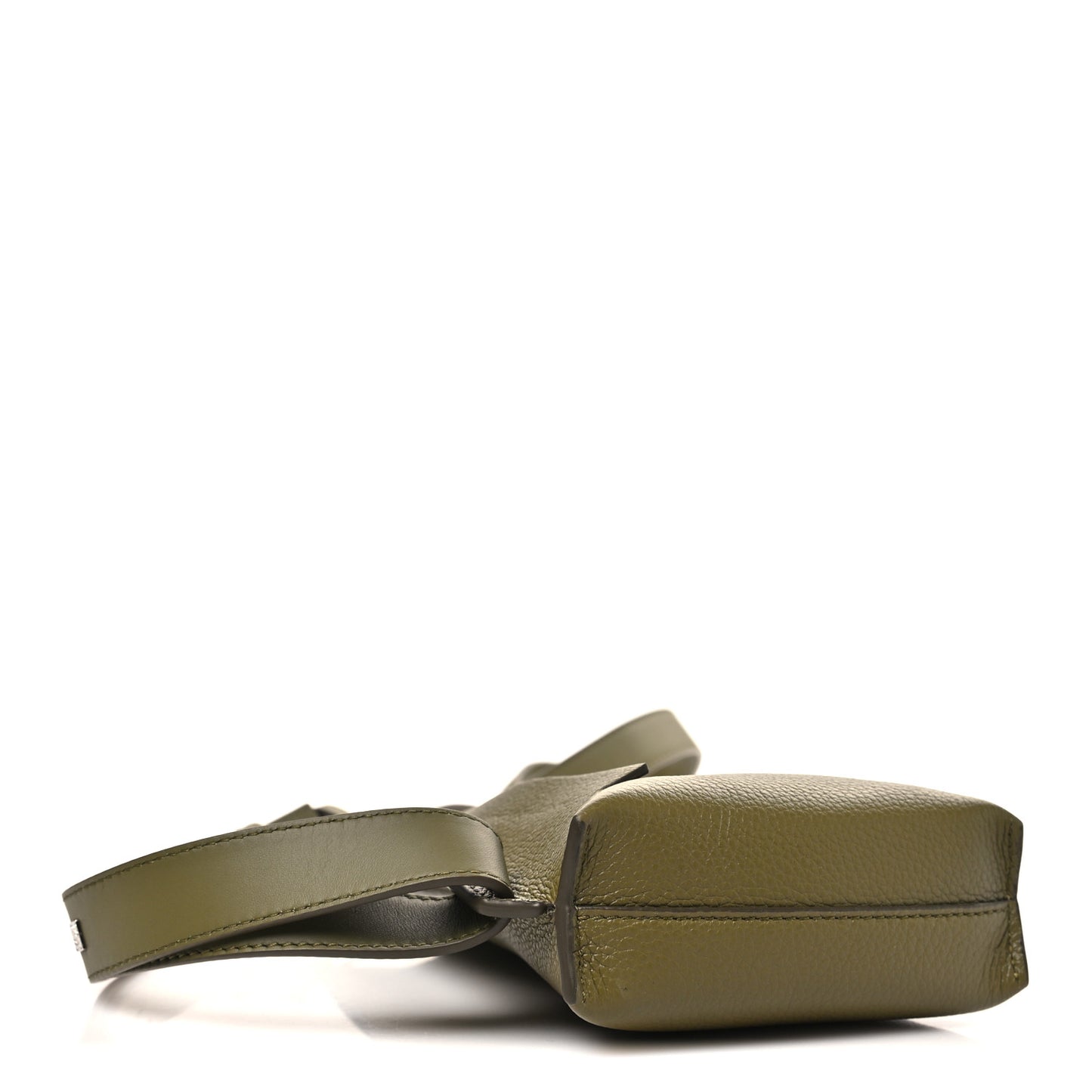 Soft Grained Calfskin Vertical T-Pocket Crossbody Bag Khaki Green