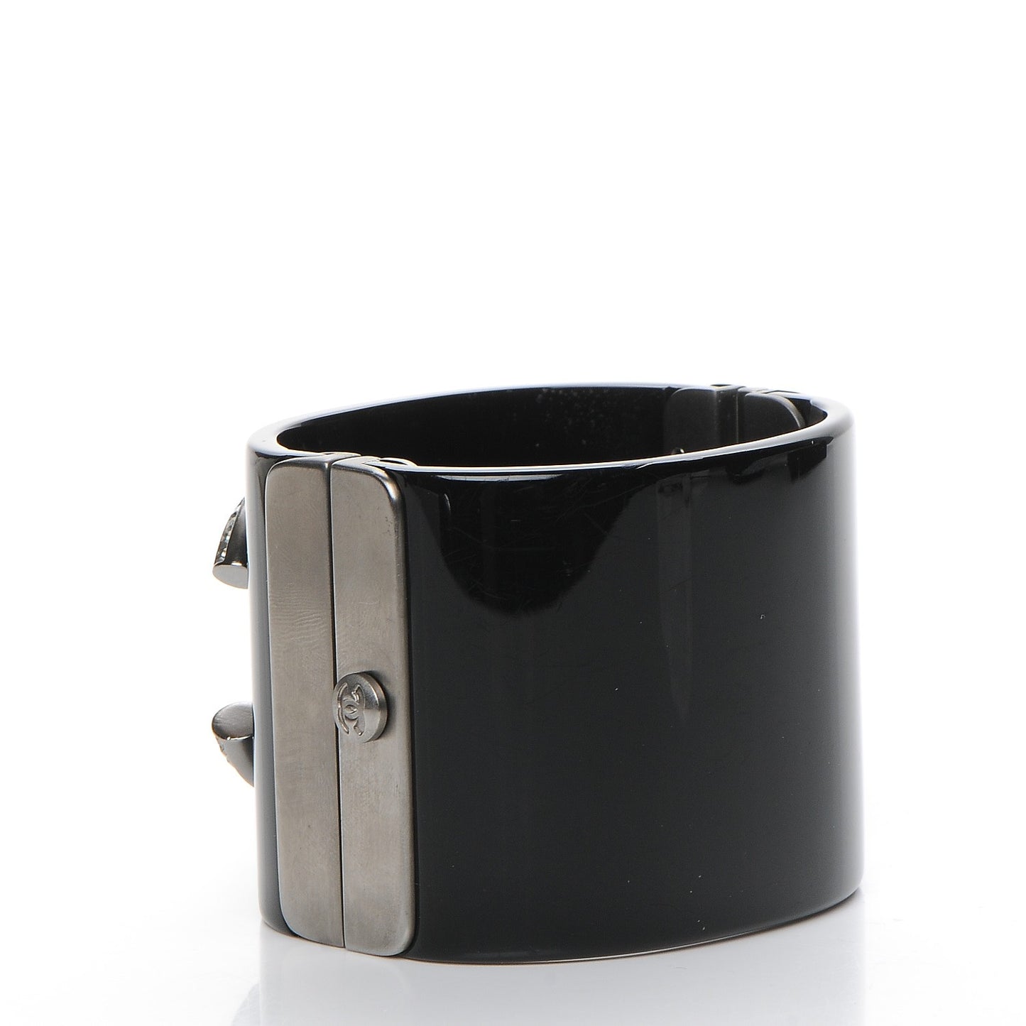 Resin Crystal Baguette CC Wide Cuff Black