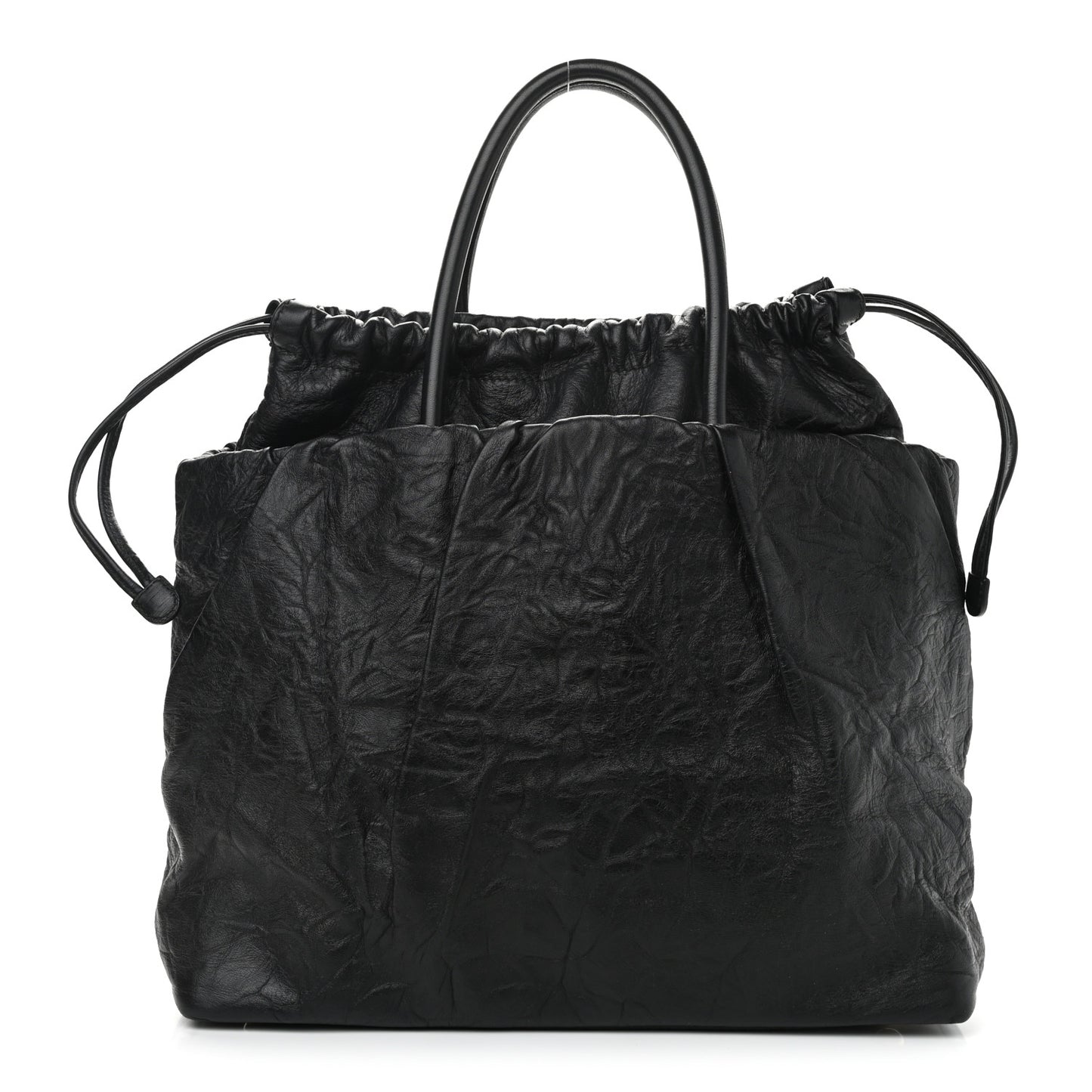 Lambskin Drawstring Shoulder Bag Black