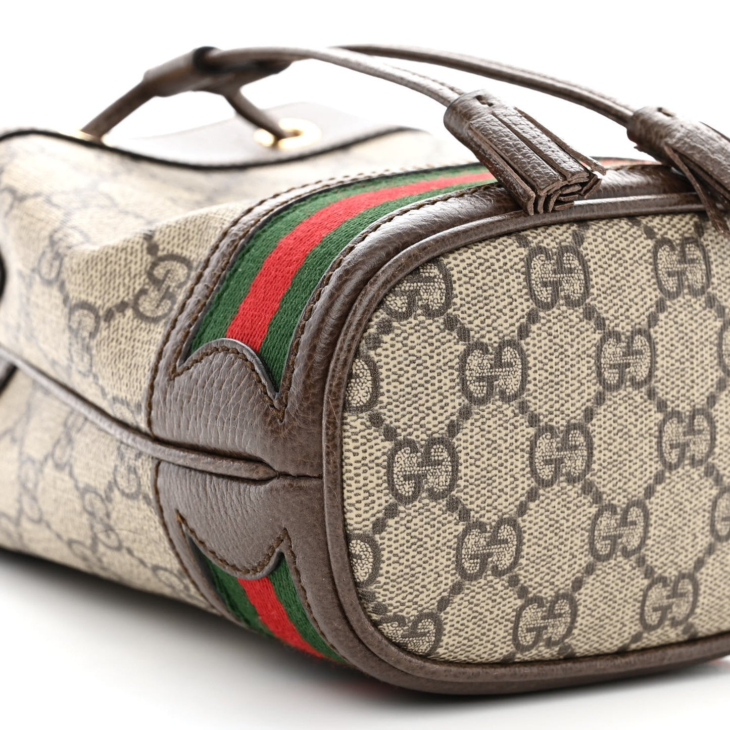 GG Supreme Monogram Web Mini Ophidia Bucket Bag Brown