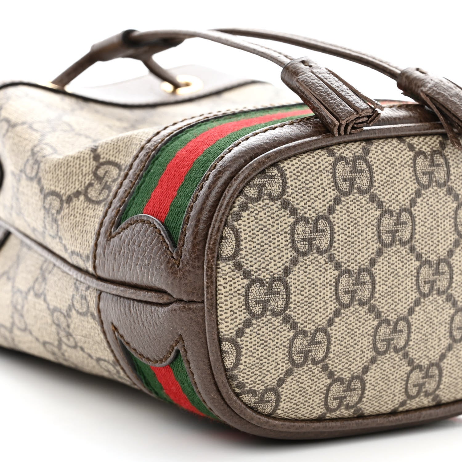 Gucci GG Supreme Monogram Web Mini Ophidia Bucket Bag Brown 9 of 11