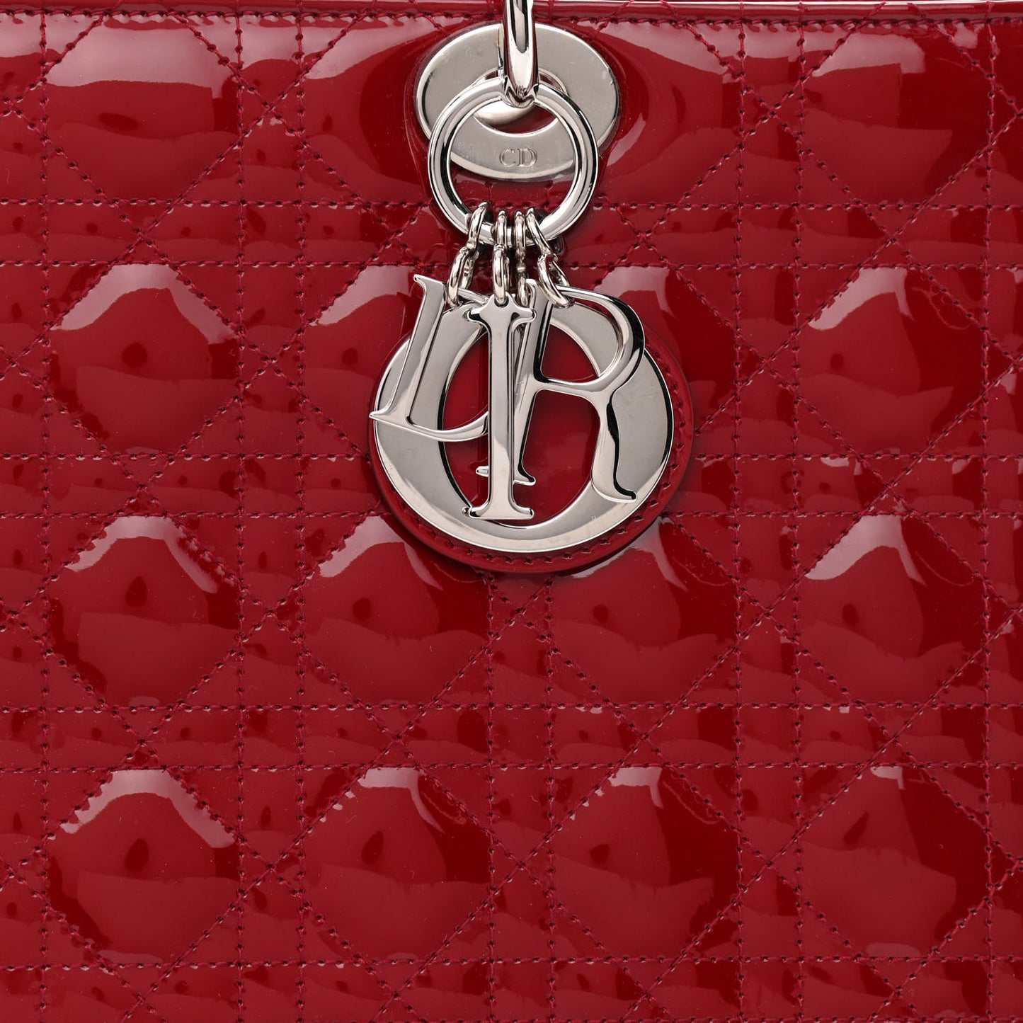 Patent Cannage Large Lady Dior Red