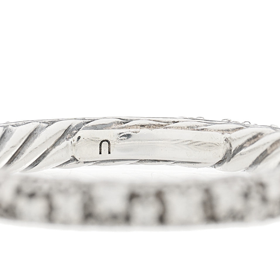 David Yurman Sterling Silver Diamond 3mm Midnight Melange Band Ring 54 7 5 of 5