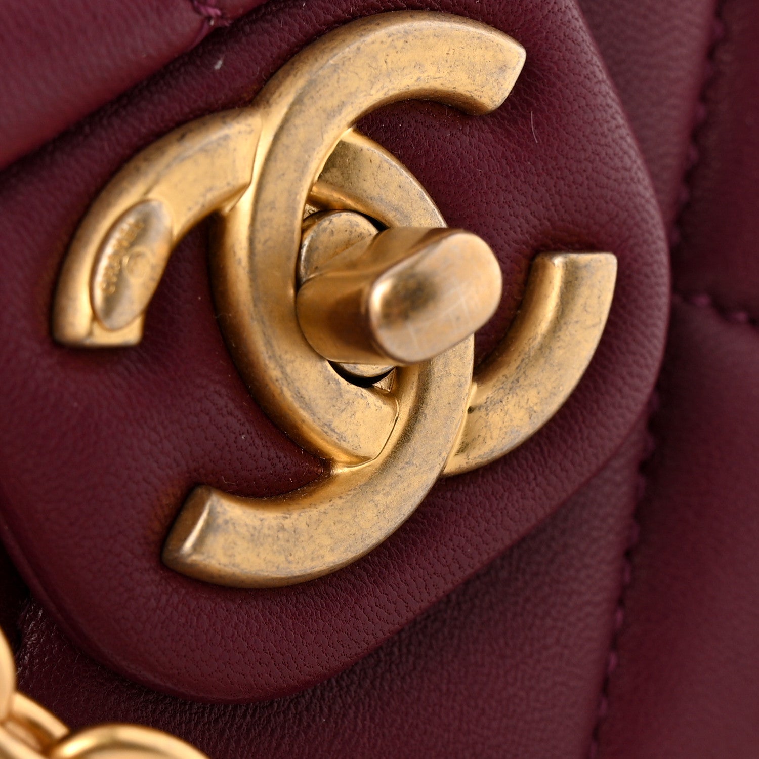 Chanel Lambskin Enamel Pearl Quilted Mini Charm Me Square Flap Dark Purple 13 of 13