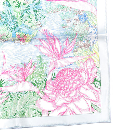 Hermes Silk Twill Faubourg Tropical Scarf 90 Bleu Vert Jaune 4 of 6