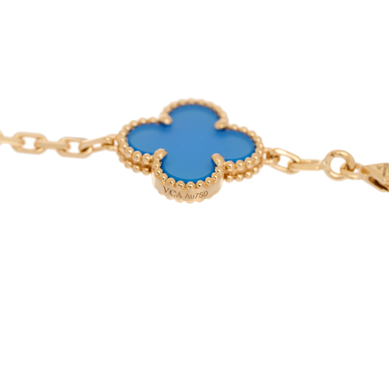 Van Cleef & Arpels 18K Yellow Gold Blue Agate 5 Motifs Vintage Alhambra Bracelet 4 of 5