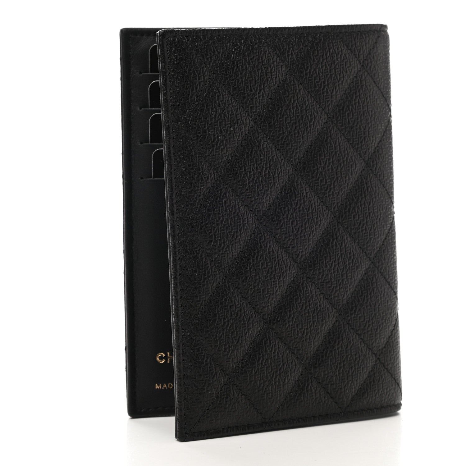 Chanel Letter Calfskin Embossed Quilted Passport Holder Black 3 of 8