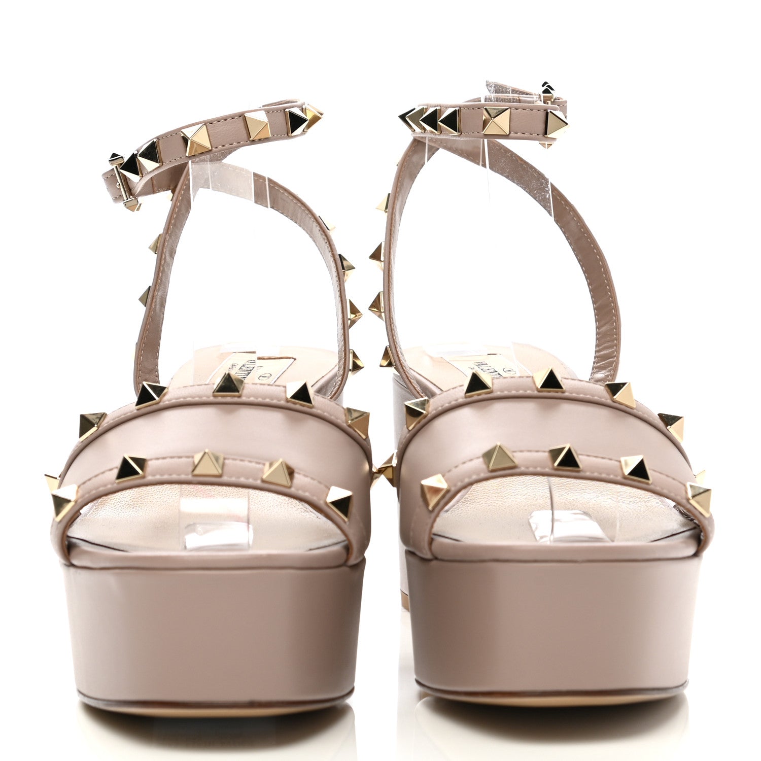 Valentino Garavani Calfskin Rockstud 35/75mm Platform Sandals 37.5 Poudre 2 of 8