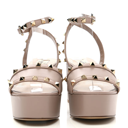 Valentino Garavani Calfskin Rockstud 35/75mm Platform Sandals 37.5 Poudre 2 of 8